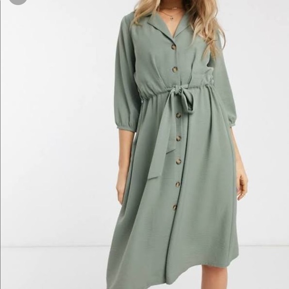 ASOS Dresses & Skirts - ASOS NEVER WORN KHAKI MIDI DRESS